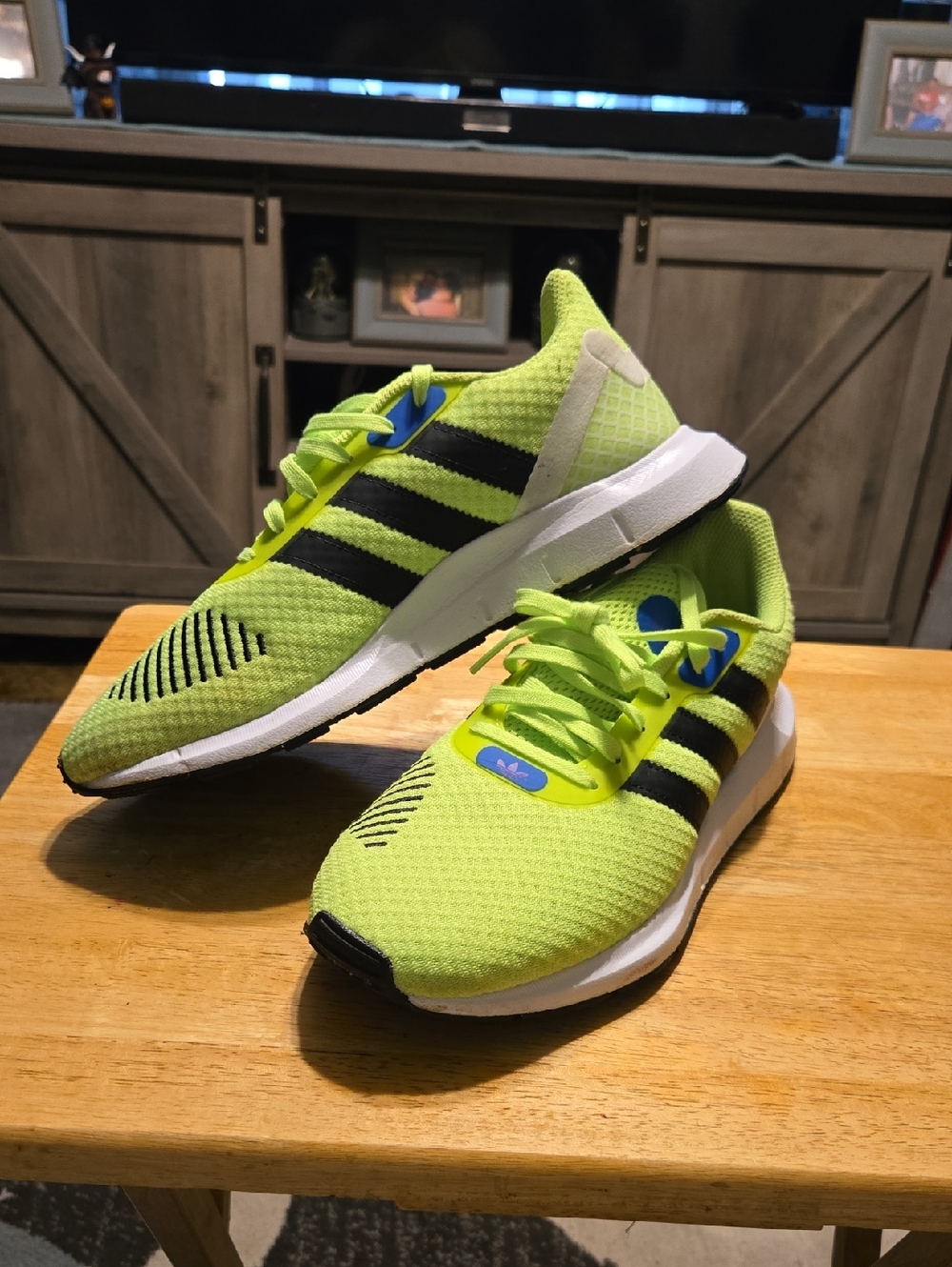 Adidas Neon Lime and Black Mesh Running Shoes